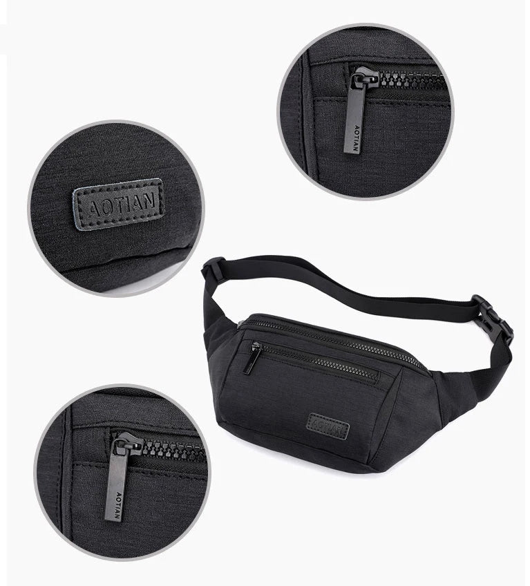 Men Waterproof Canvas Waist Bag Large Capacity Fanny Pack Phone Pouch