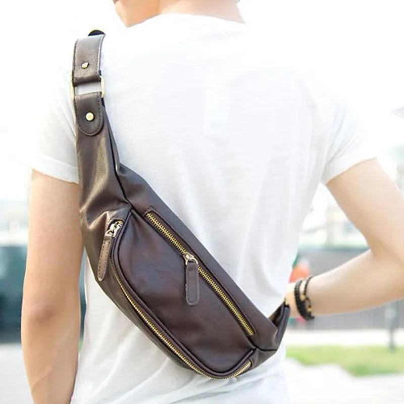 Men Messenger Bag Casual Travel Chest Bag High PU Leather Men's Shoulder Bag
