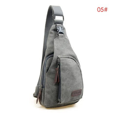 Men Vintage Canvas Leather Crossbody Bag Sling Chest Pack Bag