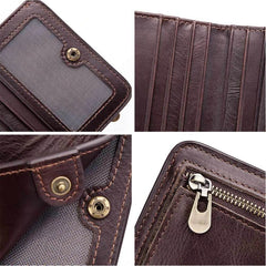 Men's Vintage Leather Wallet with Zipper Pouch