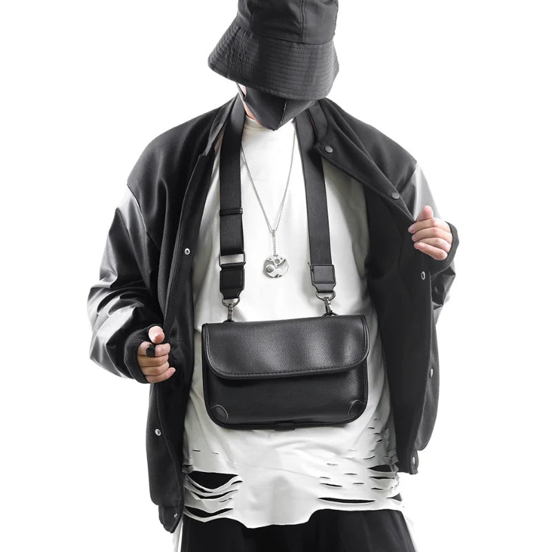 Men Small Crossbody Square Bag Phone Diagonal Street Style Shoulder Bag