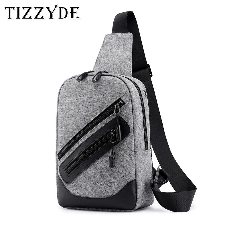 Men Solid Shoulder Messenger Chest Bag Large Capacity