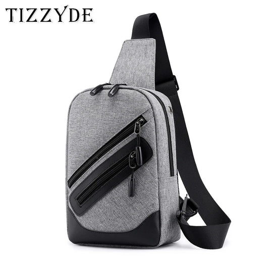 Men Solid Shoulder Messenger Chest Bag Large Capacity