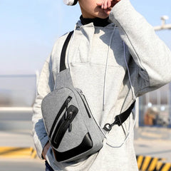 Men Solid Shoulder Messenger Chest Bag Large Capacity