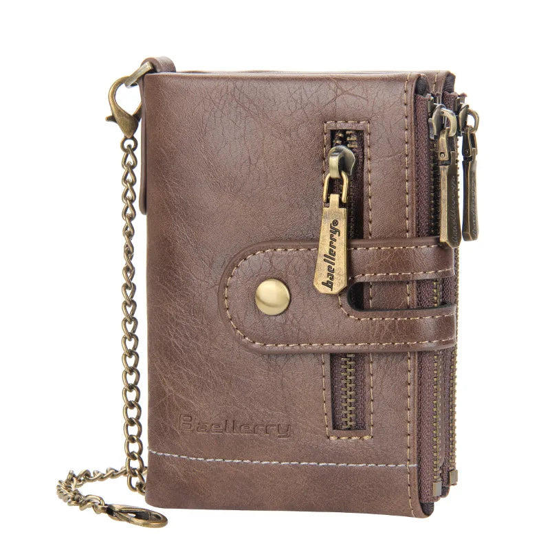 Men Wallets Small Short Money Purses Wallets PU Leather Slim Mini Wallet Zipper