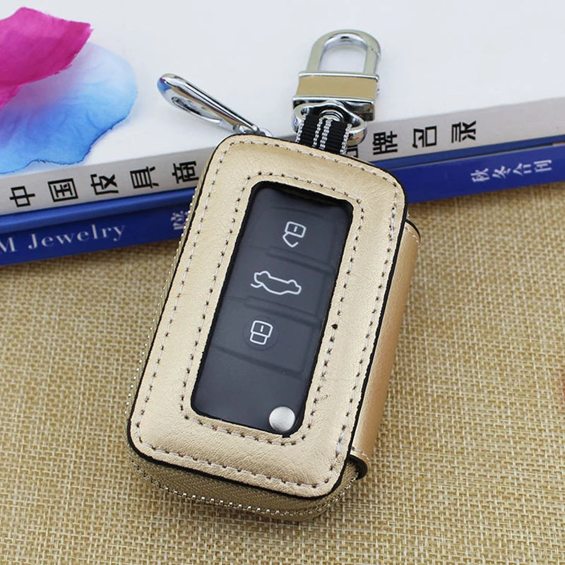 Leather Car Key Holder Key Wallets Organizer Housekeeper Key Case Pouch