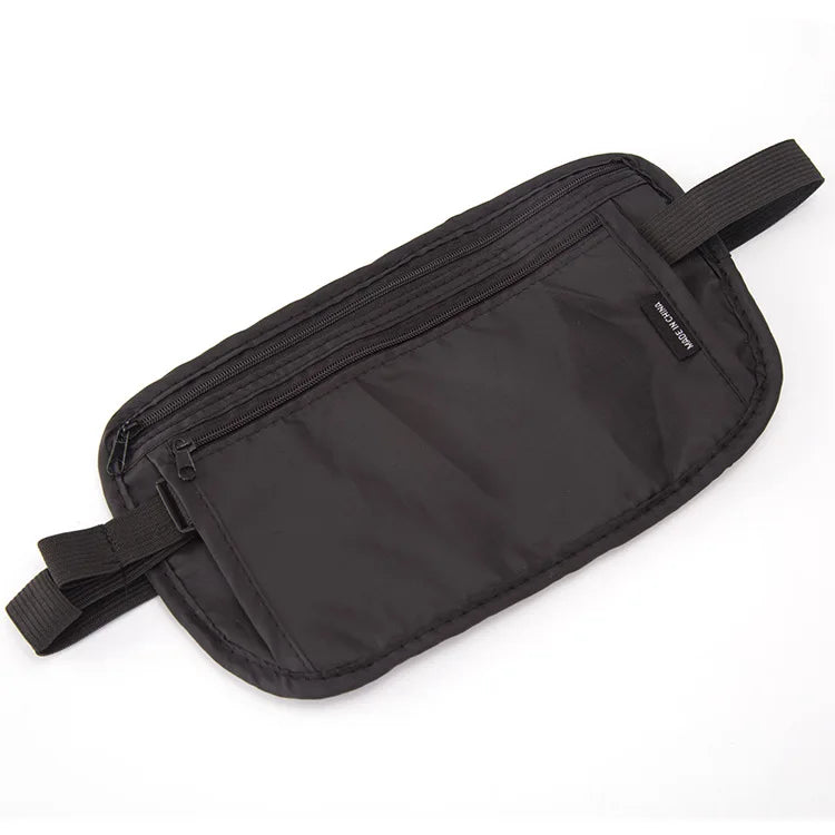 Men Women Waist Belt Bag Waterproof Zippered Compact Security Money Pouch