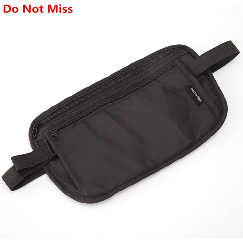 Men Women Waist Belt Bag Waterproof Zippered Compact Security Money Pouch