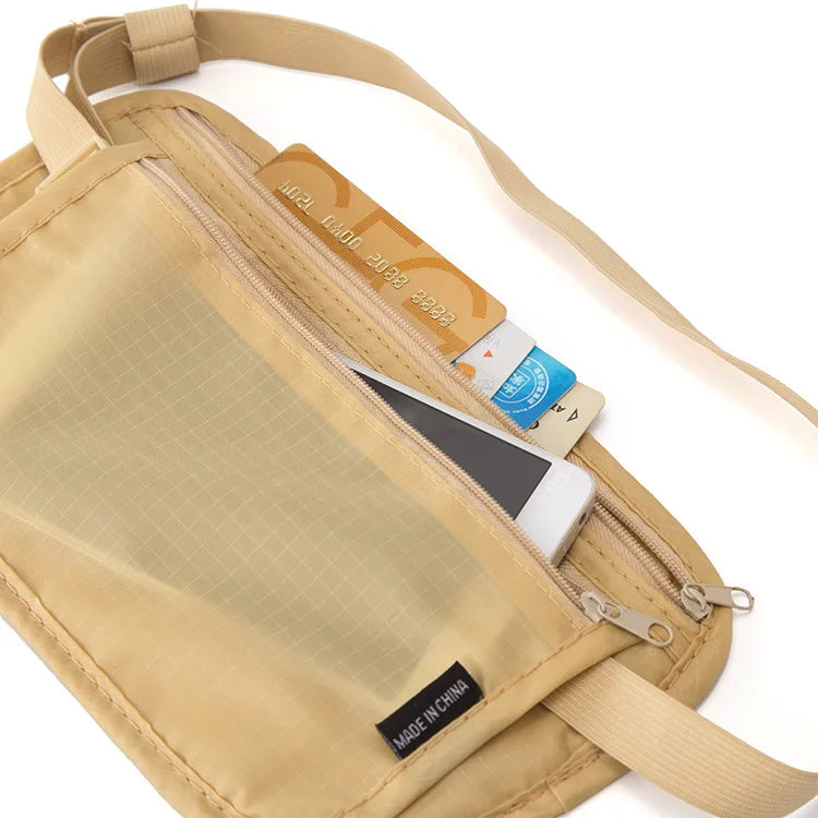 Men Women Waist Belt Bag Waterproof Zippered Compact Security Money Pouch