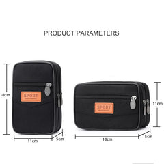 Men's Canvas Phone Bag Belt Three Layer Zipper Waterproof Crossbody Bags