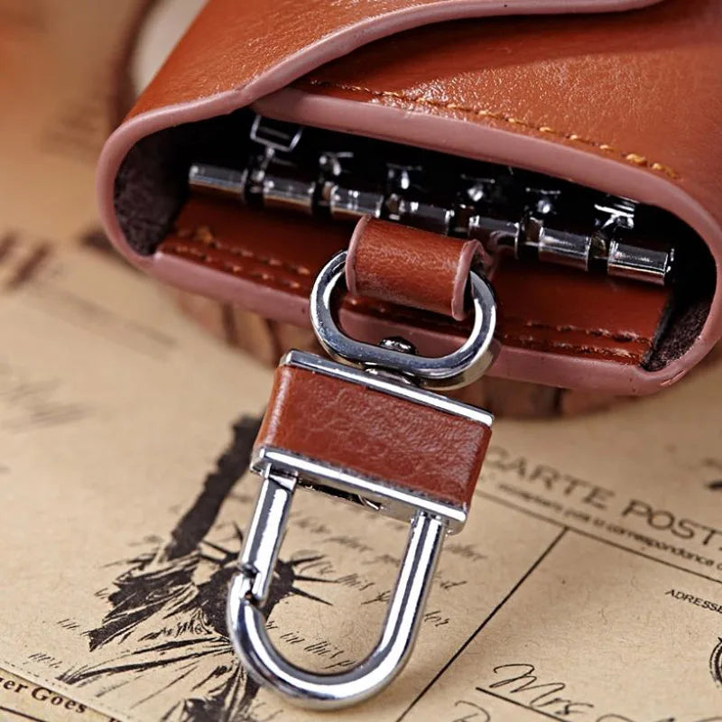 Leather Men's Key Holder Hasp Organizer Housekeeper Keychain
