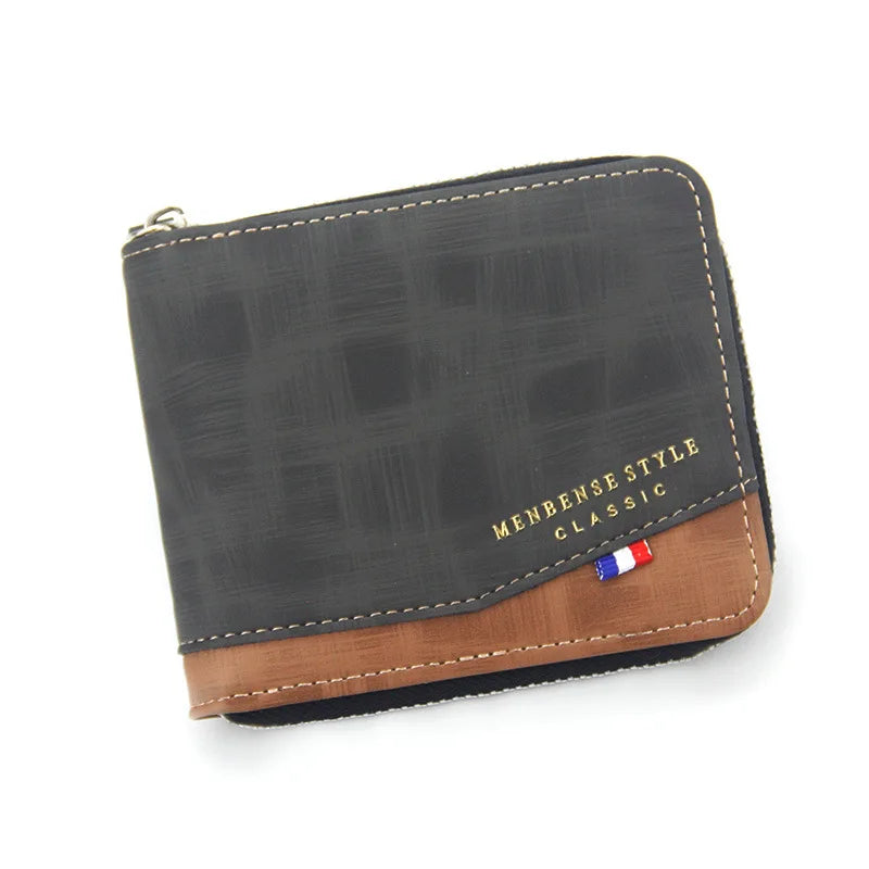 Men's Wallet Frosted Large Capacity Zipper Bag Change Men's Short Round Chain Wa