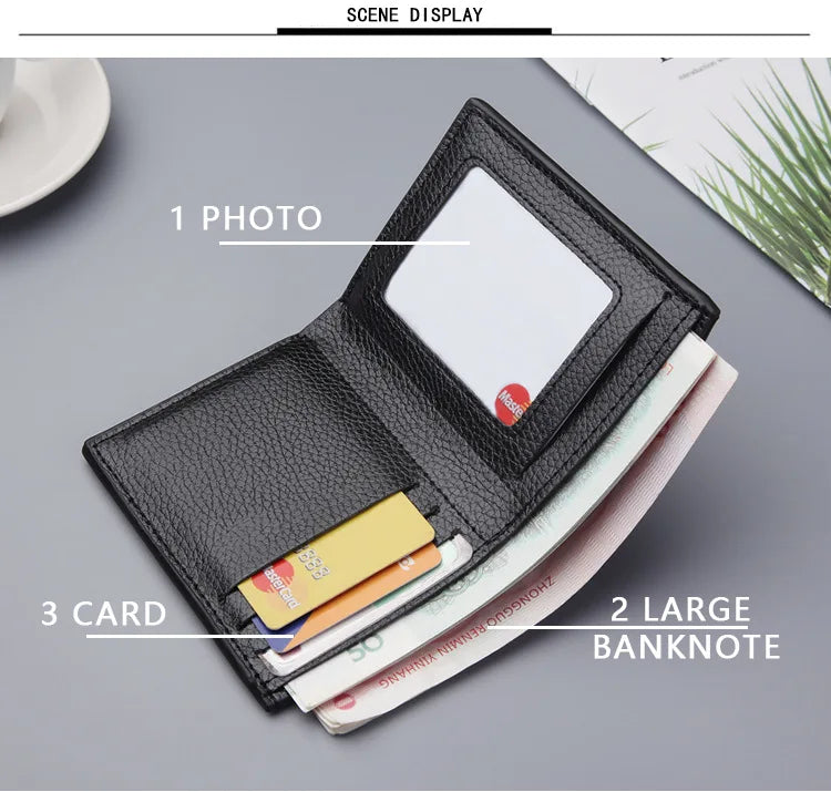 Men's Wallet Smooth Leather Multi-function Short Wallet