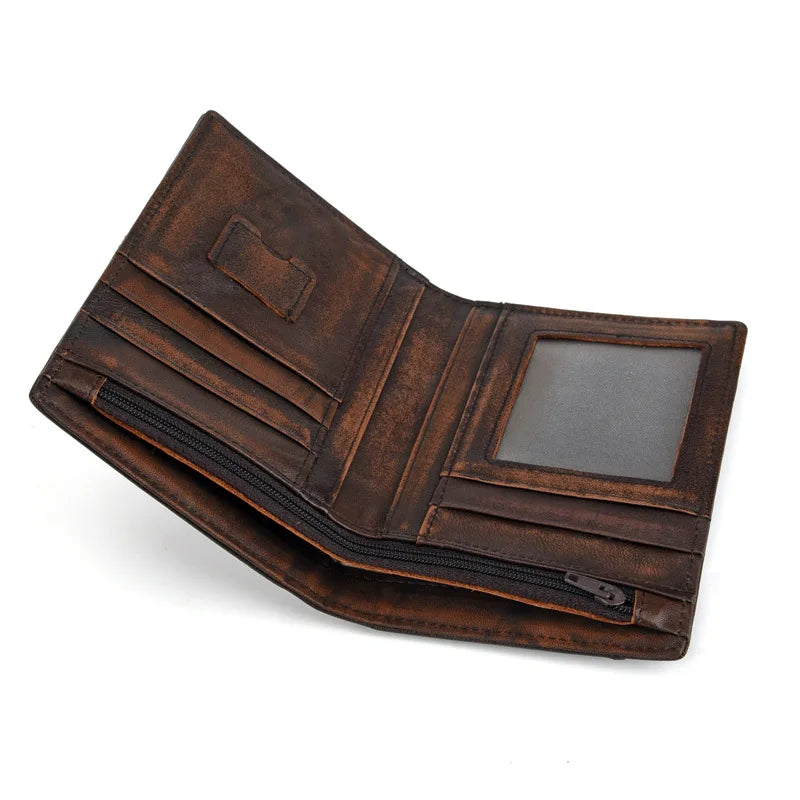 Men's Vintage Leather Wallet Coin Bag Distressed Clutch