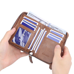 Men's Short Wallet Pu Leather Clutch Zipper Solid Porte Feuille Hommes