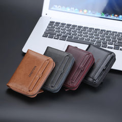 Men's Short Wallet Pu Leather Clutch Zipper