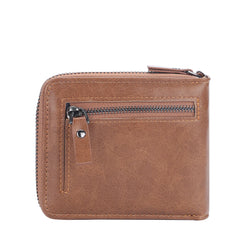 Men's Short Leather Wallet with Hasp Zipper Clutch