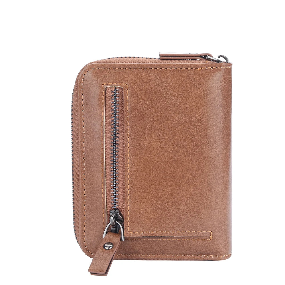 Men's Short Wallet Pu Leather Clutch Zipper Solid Porte Feuille Hommes