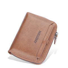 Men's Leather Short Purse Zipper Clutch Solid Porte Feuille Hommes