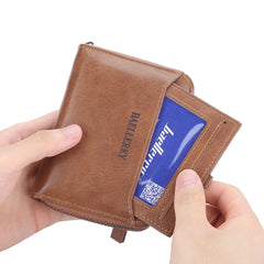 Men's Wallet Pu Leather Short Purse Men Hasp Zipper Clutch Solid