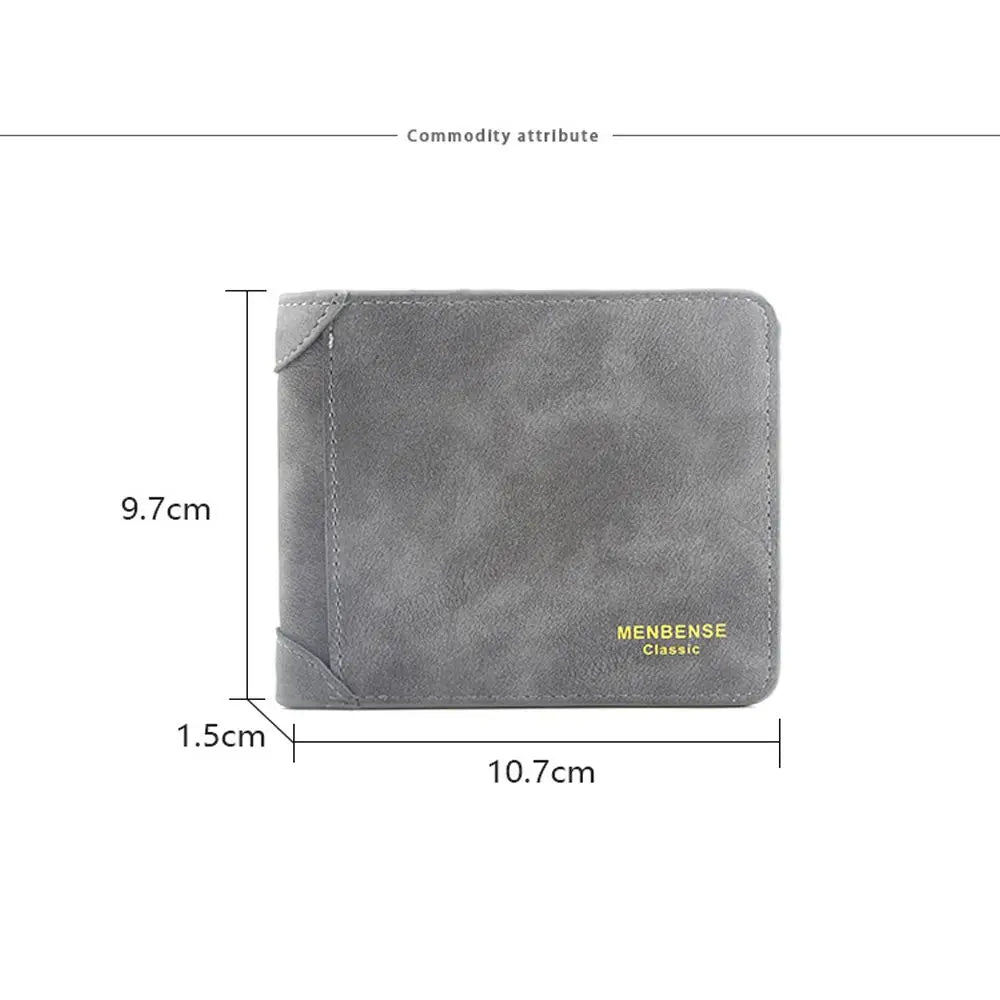 Men's Short Leather Wallet Retro Two Fold Thin Wallet
