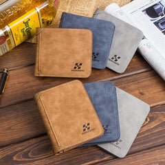 Men's Short Leather Wallet Retro Two Fold Multi-Card Wallet