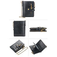 Men's Short Leather Wallet 3-Fold Retro Multi-Card Europe & America