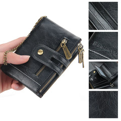 Men's Short Leather Wallet 3-Fold Retro Multi-Card Europe & America