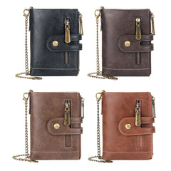 Men's Short Leather Wallet 3-Fold Retro Multi-Card Europe & America
