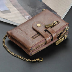 Men's Short Leather Wallet 3-Fold Retro Multi-Card Europe & America