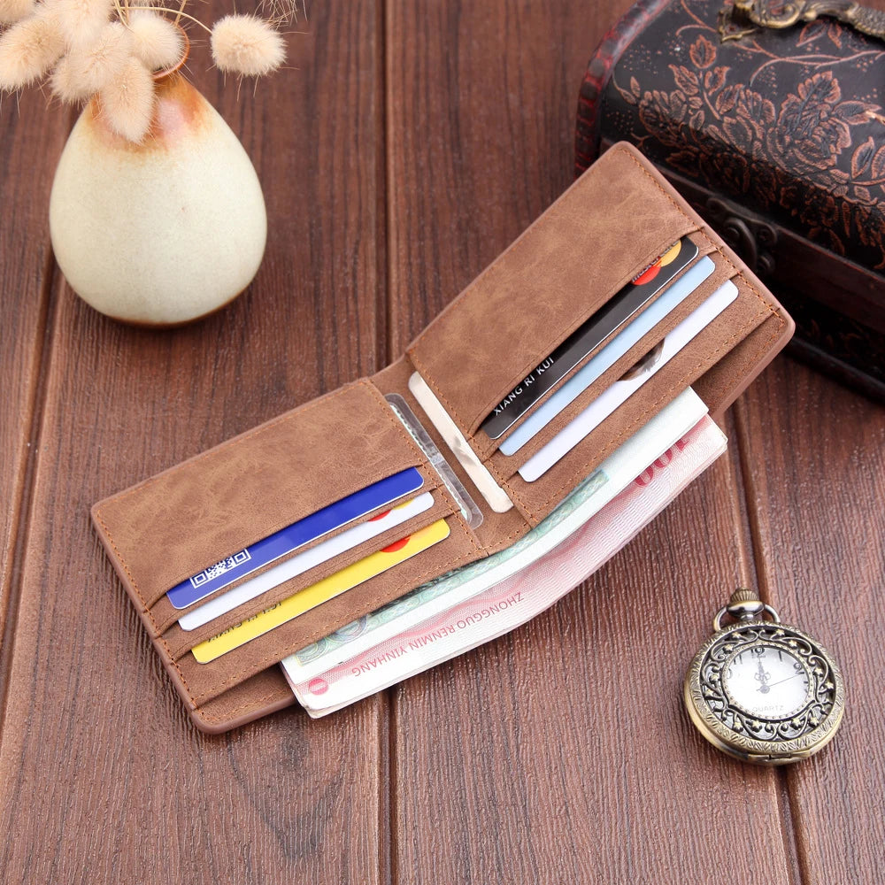 Men's Short Scrub Wallet, Dollar Clip, Ultra-thin, Driver's Bag