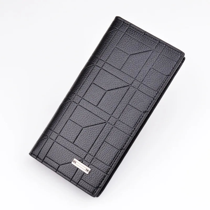 Men's Long Wallet Embossed Vertical Open Suit Bag Large Capacity Soft Wallet