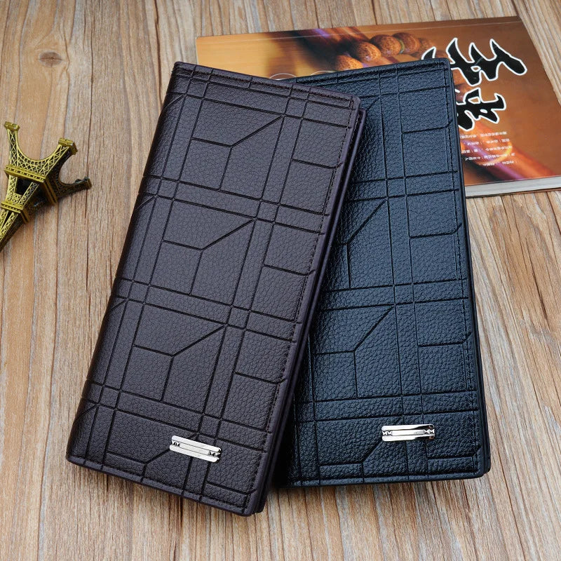 Men's Long Wallet Embossed Vertical Open Suit Bag Large Capacity Soft Wallet