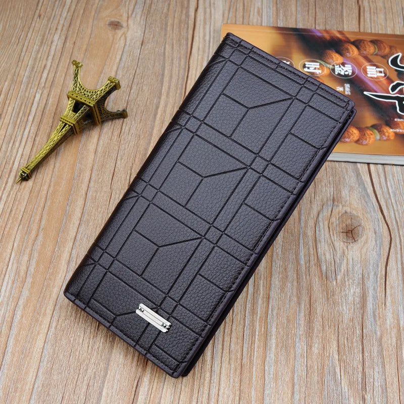 Men's Long Wallet Embossed Vertical Open Suit Bag Large Capacity Soft Wallet