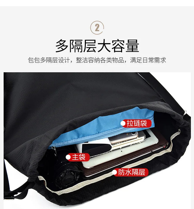 Drawstring Backpack Large Capacity Bag Travel Gym Bag
