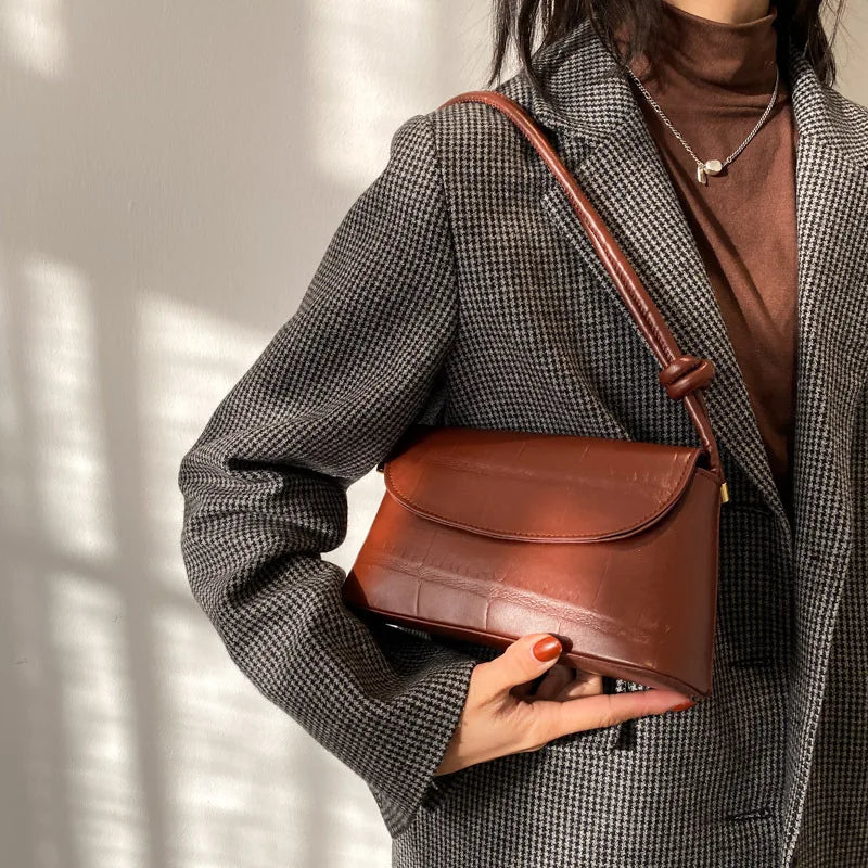 Crocodile Pattern Women Shoulder Bags Flap PU Leather Crossbody Bags