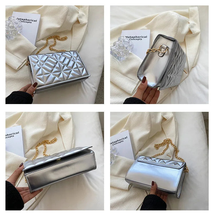 Solid Shoulder Bags Chain Texture Bags High Bags