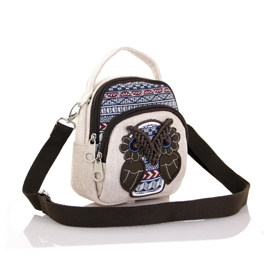 Owl Printed Mini Messenger Bag Crossbody Women's Bag