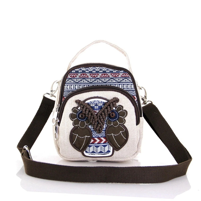 Owl Printed Mini Messenger Bag Crossbody Women's Bag