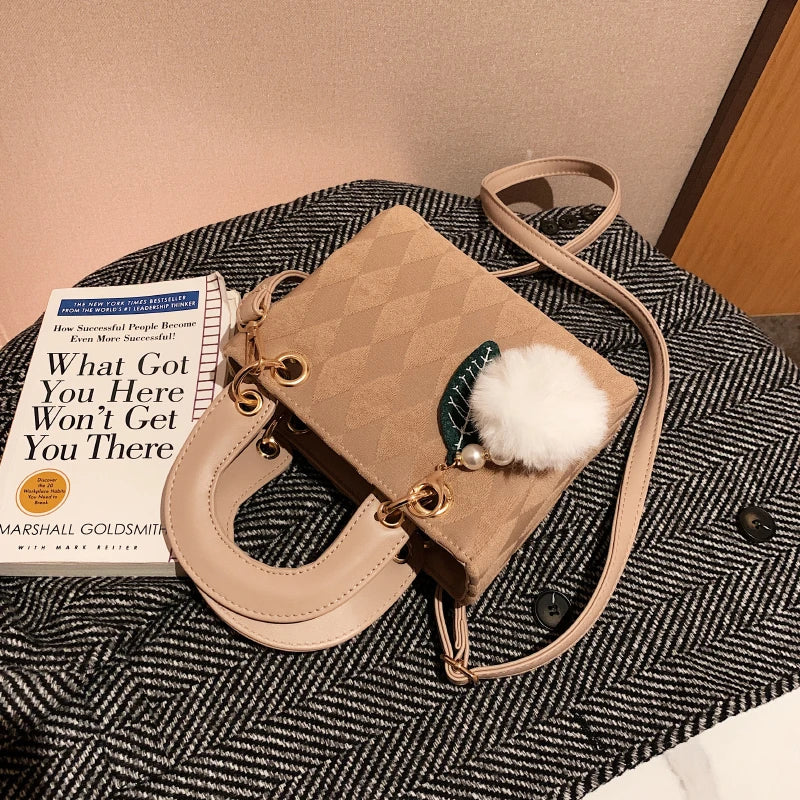 Mink Fur Bag Leather Grass Mink Fur Bag - Hand-Carried Shoulder Messenger B