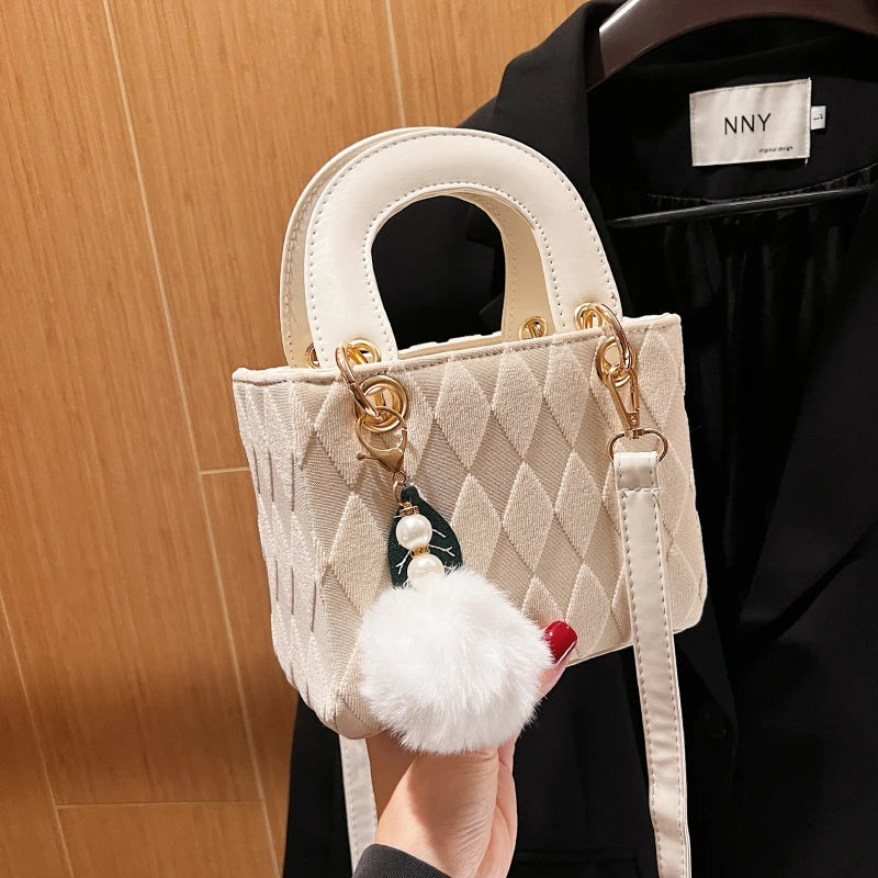 Mink Fur Bag Leather Grass Mink Fur Bag - Hand-Carried Shoulder Messenger B