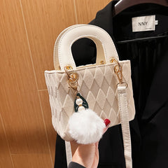 Mink Fur Bag Leather Grass Mink Fur Bag - Hand-Carried Shoulder Messenger B