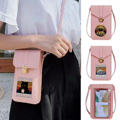 Pew Print Crossbody Phone Bag Universal Touch Screen Storage Pack