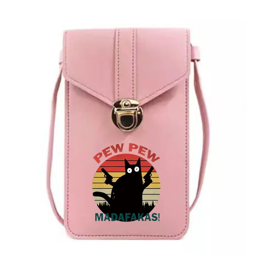 Pew Print Crossbody Phone Bag Universal Touch Screen Storage Pack