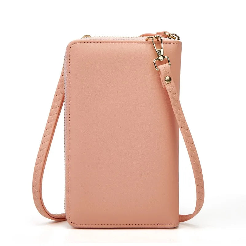 Retro Card Bag Shoulder Messenger Ladies Wallet Zipper Soft Casual Hand Bag