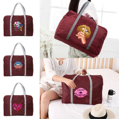 Mouth Series Printing Travel Bag Unisex Foldable Handbags Organizers