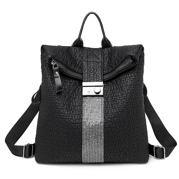 Women Leather Backpack High School Girls Travel Bagpack
