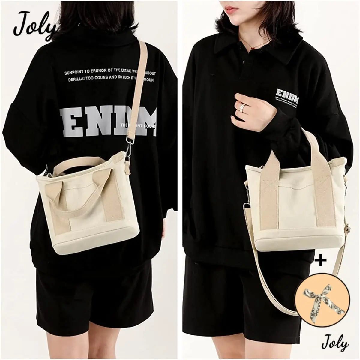Japanese Large Capacity Canvas Crossbody Bag with Zipper