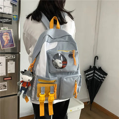 Multi-pocket Patchwork Backpack Waterproof Schoolbag Teenage Girl Backpacks