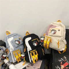 Multi-pocket Patchwork Backpack Waterproof Schoolbag Teenage Girl Backpacks